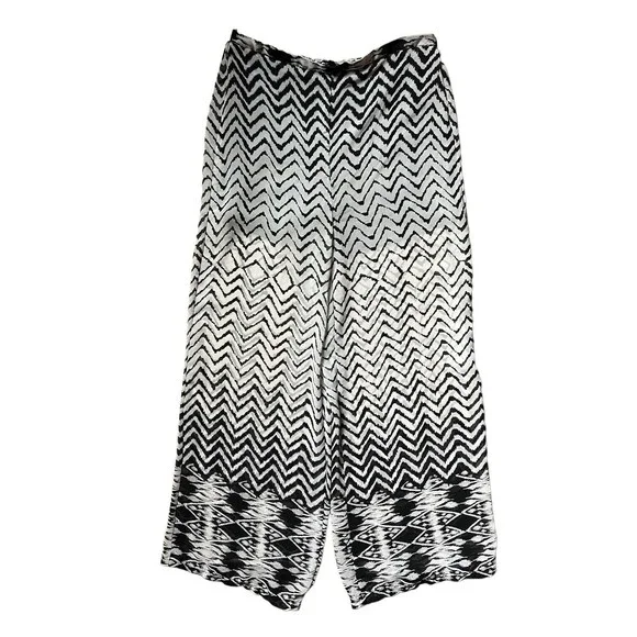 Sans Souci Anthropologie Wide Leg Sheer Pants With Shorts Size S Black White - Picture 2 of 10